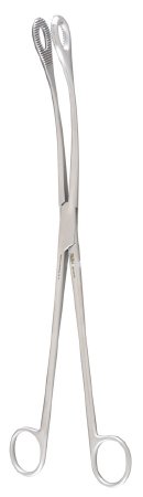 Forceps Placenta Forceps Miltex® Kelly 12-1/2 Inch Length OR Grade German Stainless Steel NonSterile NonLocking Finger Ring Handle Curved Serrated Tip by Integra York PA, Inc. (Miltex)  ID 30-2505
